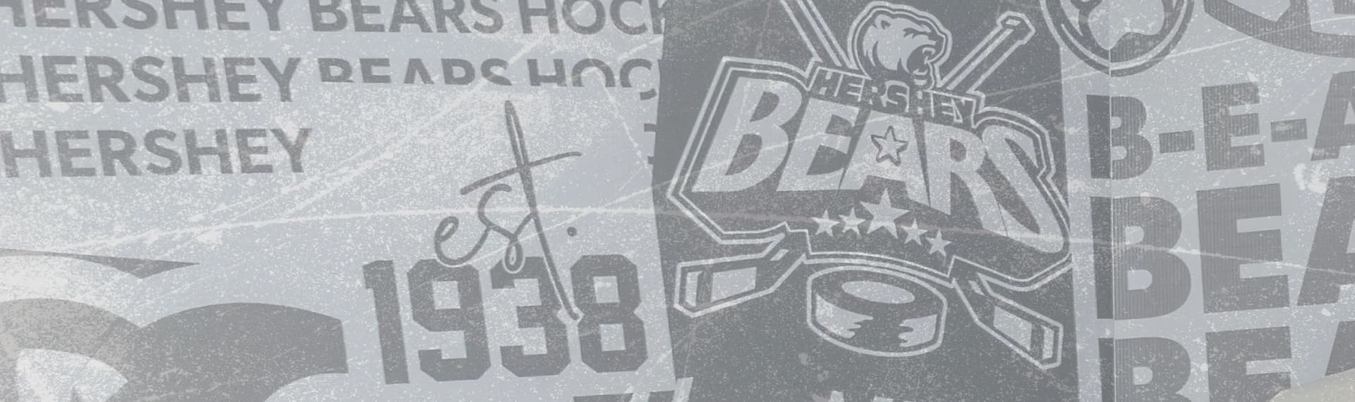 A greyscale image of Bears wordmarks and logos acting as a patterned background.