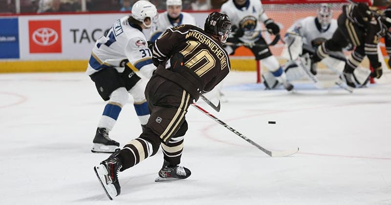 Despite Miroshnichenko Hat Trick, Bears Fall 6 3