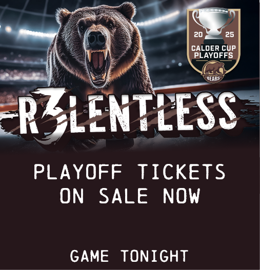 Bear with The Calder Cup and Relentless spelled out