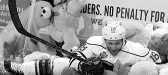 Hockey player with teddybears