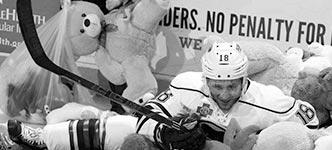 Teddy bear toss at a Hershey Bears game