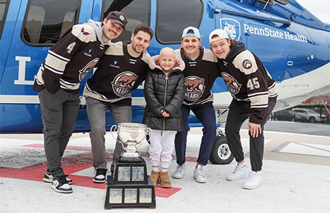 Hershey Bears players at Penn State Health
