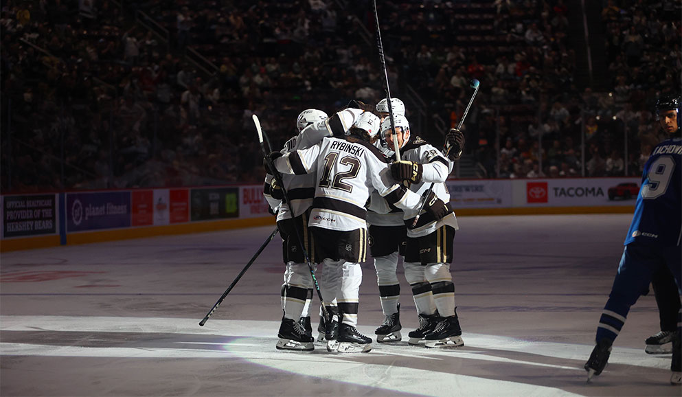 Hershey Bears team hugging