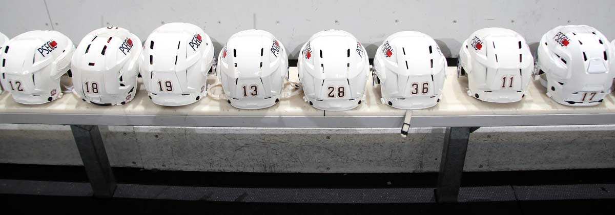 Hershey Bears player helmets