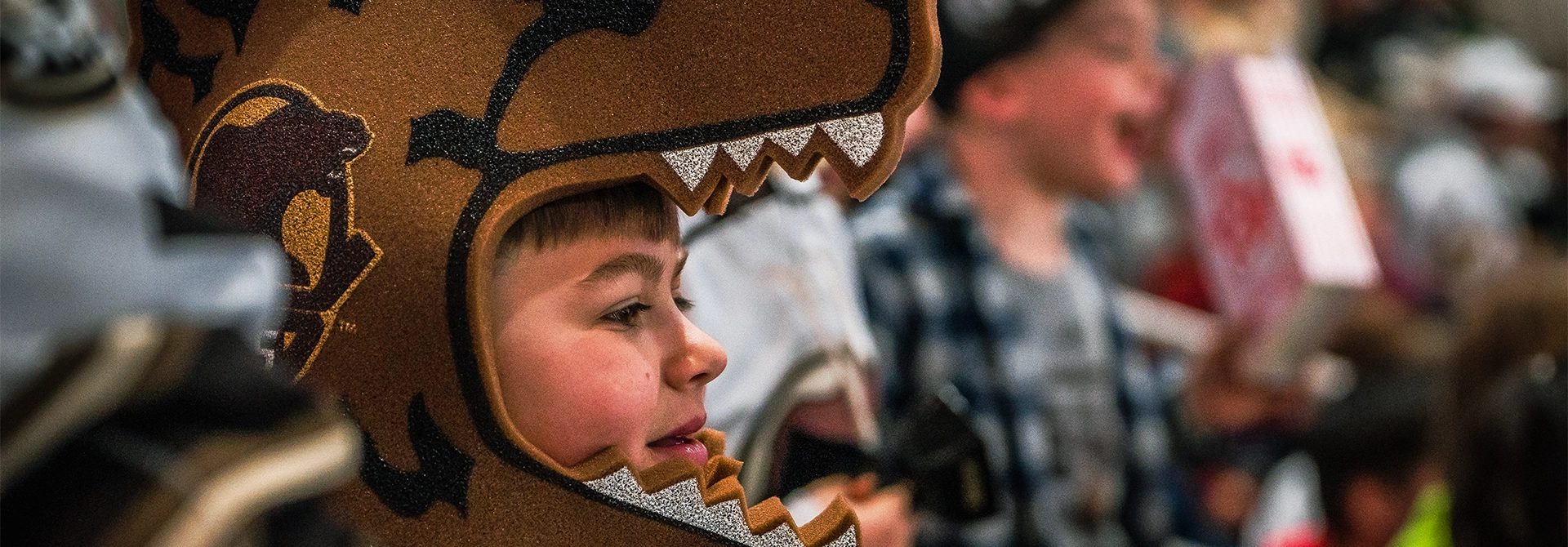 A child wearing a hershey bears hat