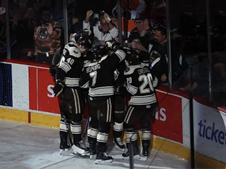 Bears players on ice at Giant Center