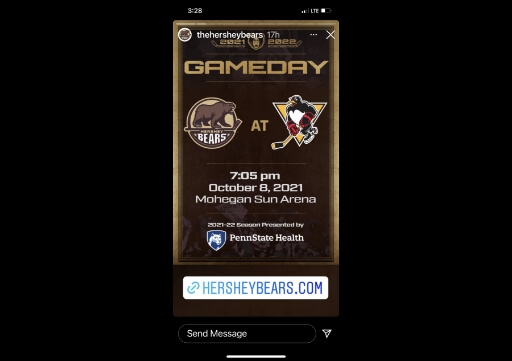 Sponsorship on Hershey Bears social media