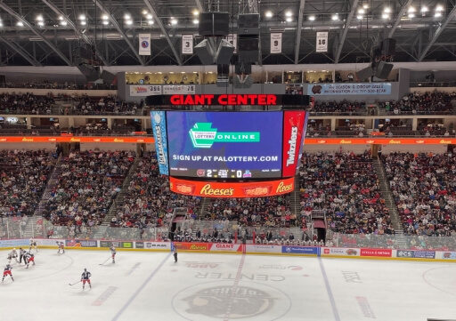 PA Lottery Sponsorhsip on Scoreboard at Giant Center