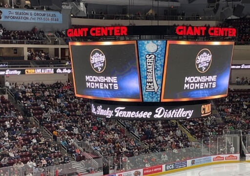 Ole Smoky Sponsorhsip on Scoreboard at Giant Center