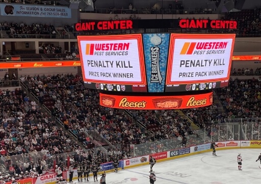 Western Pest Services Sponsorhsip on Scoreboard at Giant Center