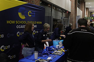 promotional table at Bears game