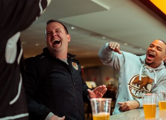 Fans celebrating at Hershey Bears Club Lounge